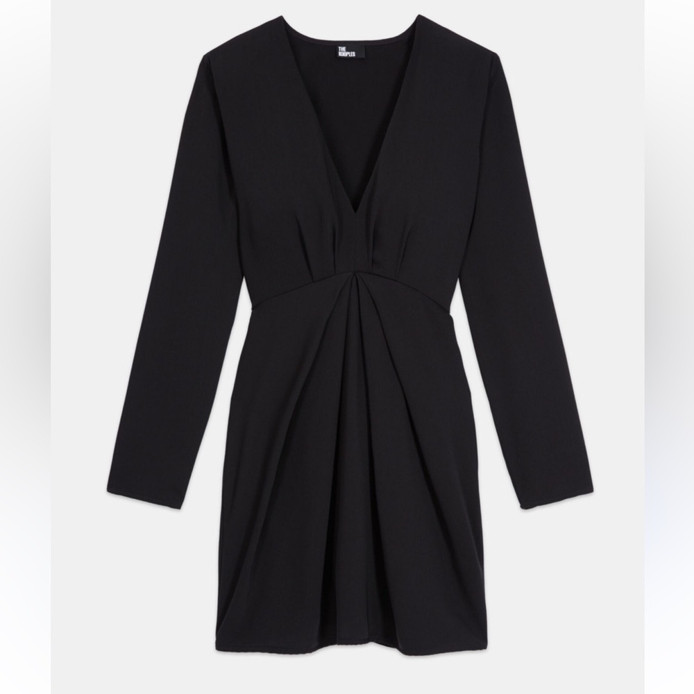 The Kooples Black V-Neck Dress US Size 8 (French Size 3)